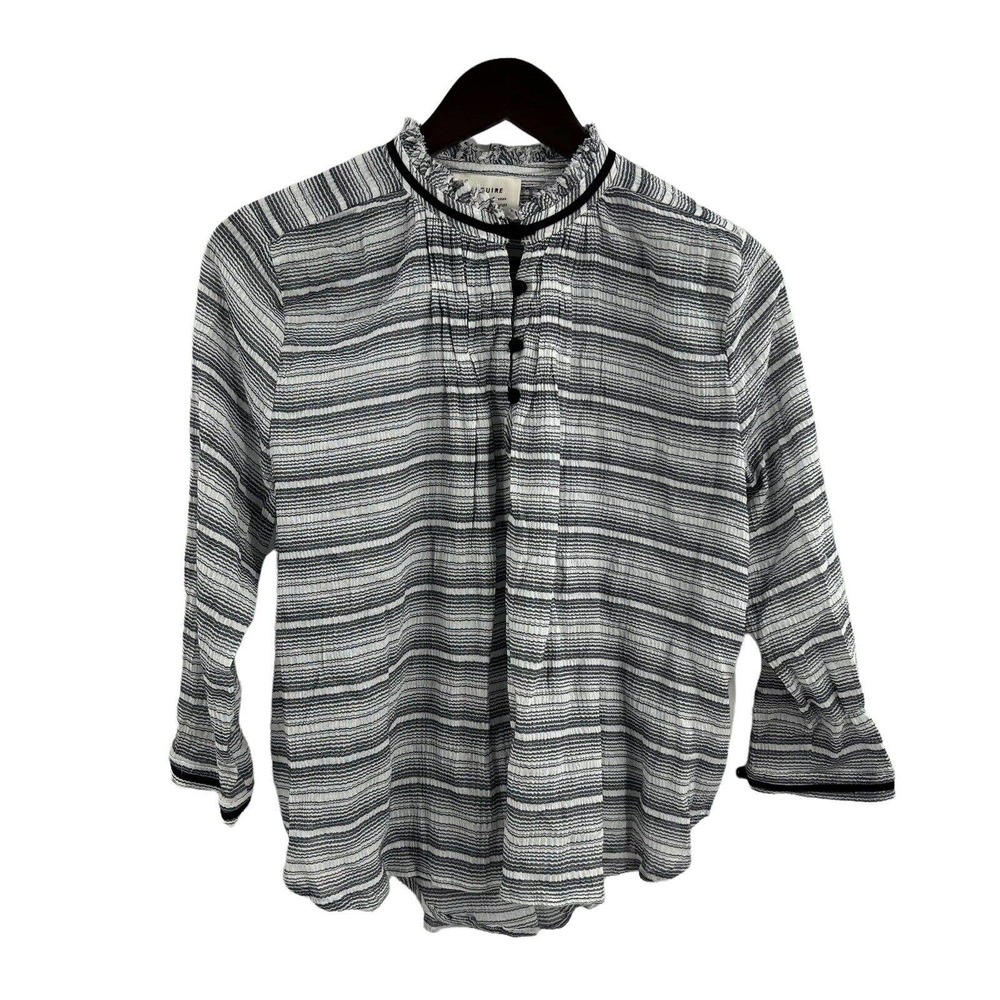 McGuire‎ Striped High Neck Gauzy Blouse Size Medium